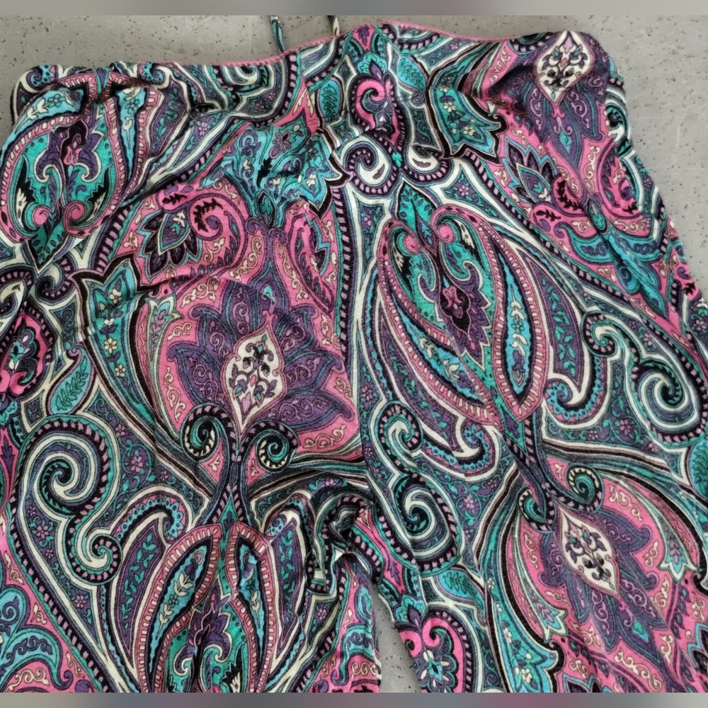 Cynthia Rowley Mid-Rise Paisley Floral Print Wide Leg Palazzo Drawstring Pants - Picture 10 of 14